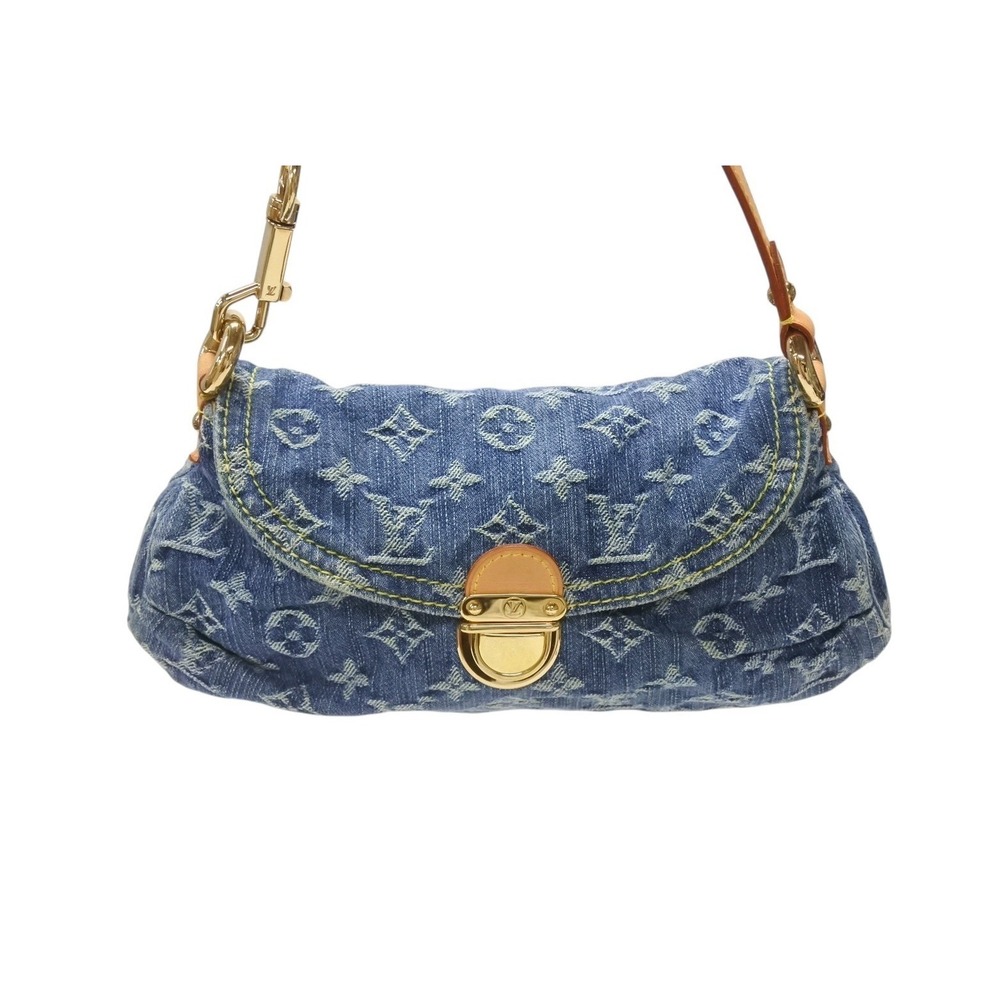 Louis Vuitton leather blue Monogram handbag denim Pleaty